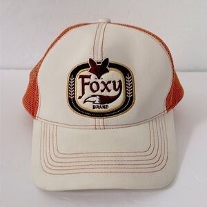 American Eagle X FOXY BRAND hat white orange adjustable snapback cap fox EUC